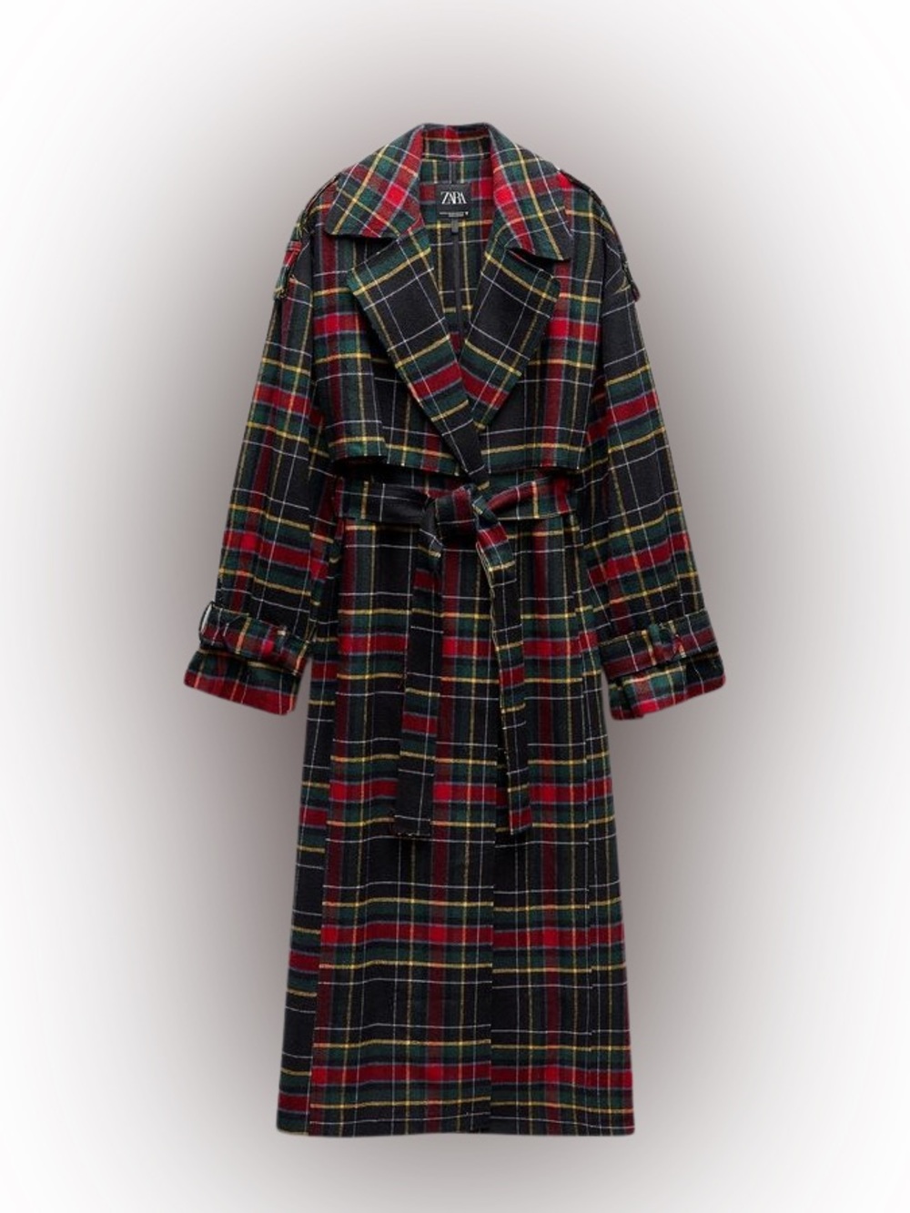 Zara long checkered plaid trench coat xs-s